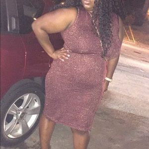 Burgundy sparkle turtleneck dress